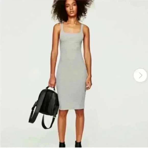 ZARA TRAFALUC bodycon stretch silver tank dress women S - Picture 1 of 9
